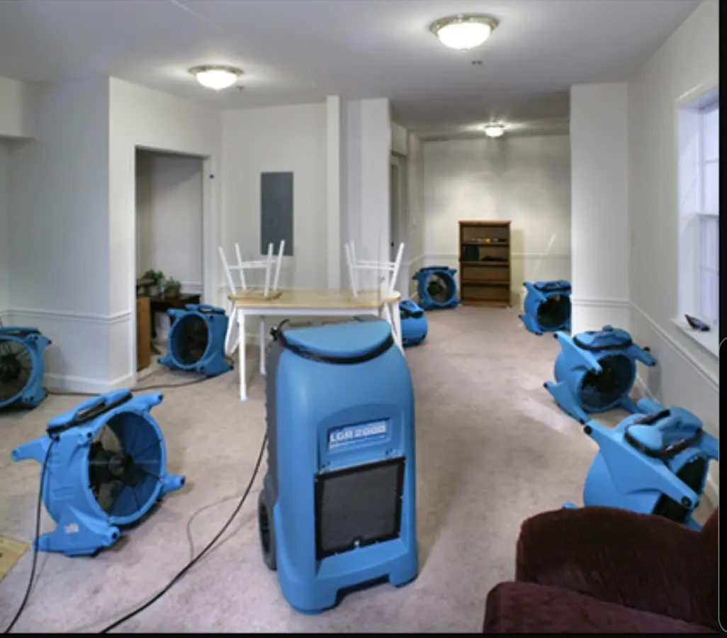 Air movers and dehumidifier setup for Water Extraction & Removal in Southbridge Town